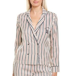 Love Stories Preppy Striped Double-Breasted Pajama Top
